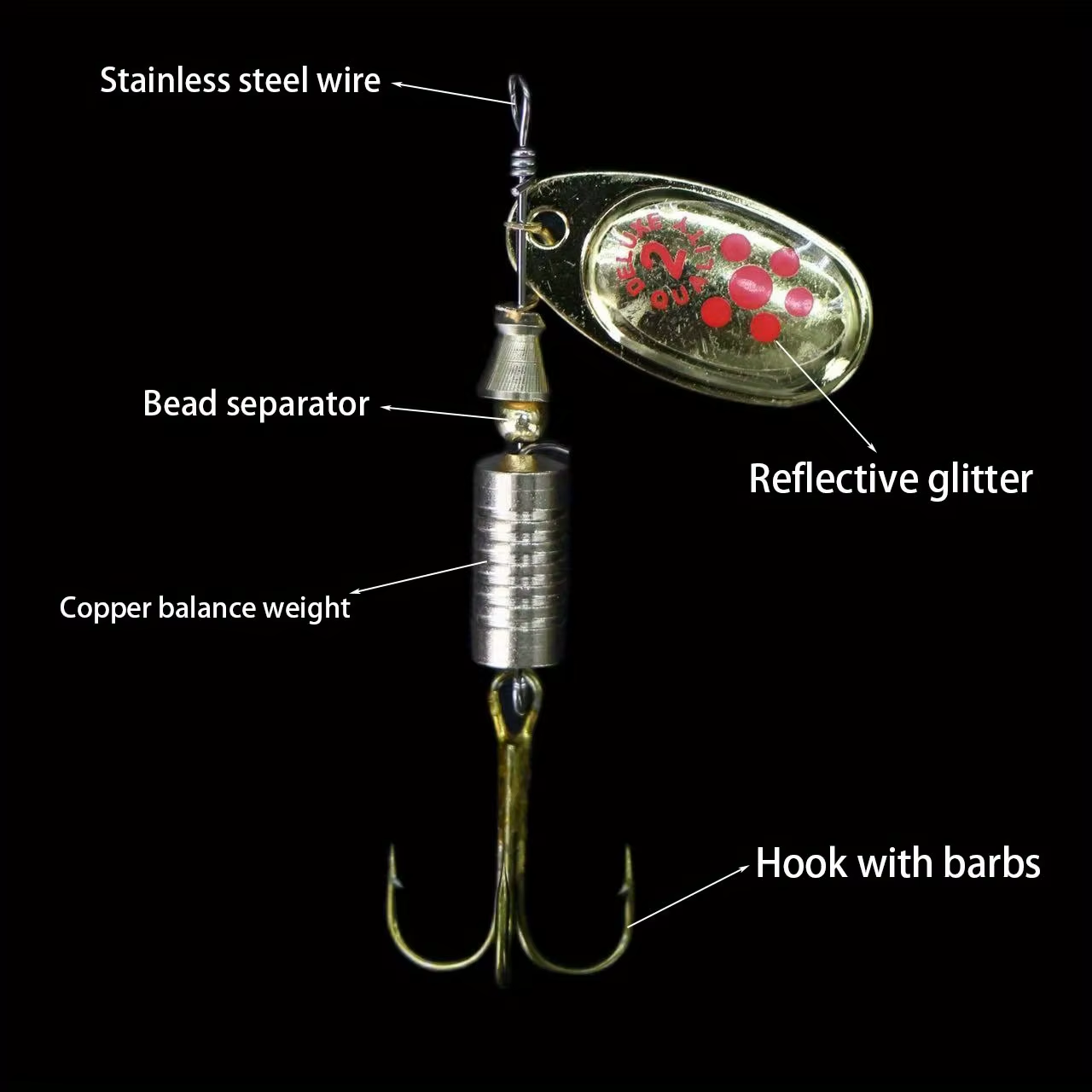 Spinner Baits, Fishing Lures, Treble Hook Lures, Metal Blade Spinners, Multi-Color Fishing Kit, Bass Fishing Accessories