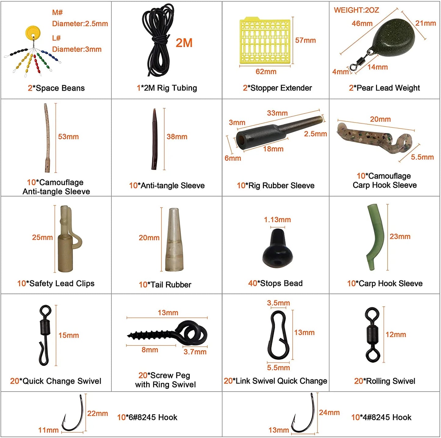 Carp Fishing Tackle Kit Carp Fishing Equipment, 217Pcs Carp Fishing Bait Fishing Gear