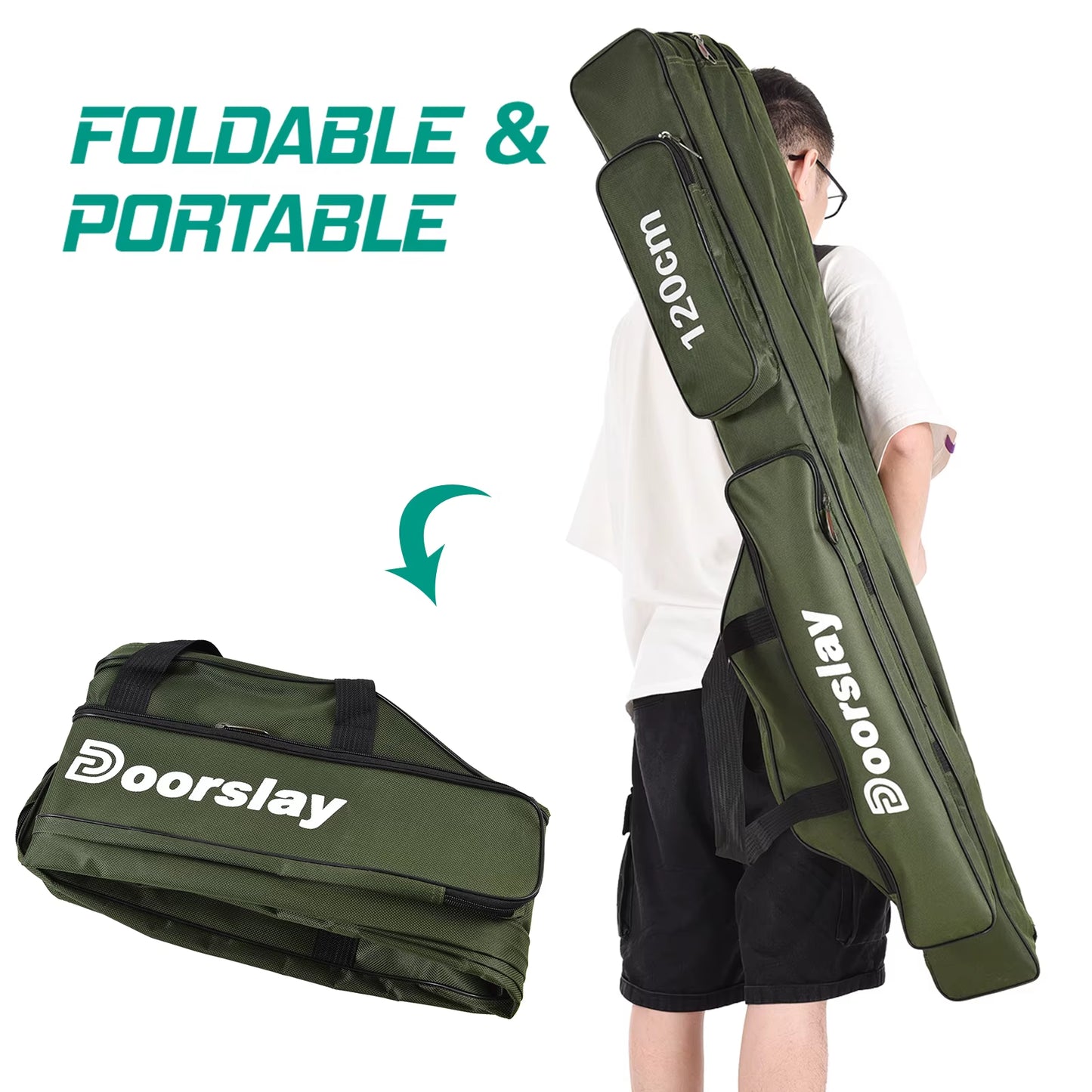 Fishing Pole Bag 3 Layers Fishing Pole Bag Portable Folding Fishing Rod Storage Bag for Fishing Camping Hiking Fishing Rod Bag