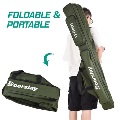 Fishing Pole Bag 3 Layers Fishing Pole Bag Portable Folding Fishing Rod Storage Bag for Fishing Camping Hiking Fishing Rod Bag