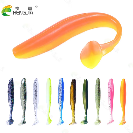 Hengjia 6/10Pcs Soft Shad Lures Paddle Tail Silicone Bait 5Cm 1.2G / 7Cm 2.2G Sea Fishing Swimbait Wobbler Artificial Tackle