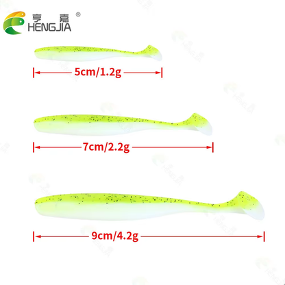 Hengjia 6/10Pcs Soft Shad Lures Paddle Tail Silicone Bait 5Cm 1.2G / 7Cm 2.2G Sea Fishing Swimbait Wobbler Artificial Tackle