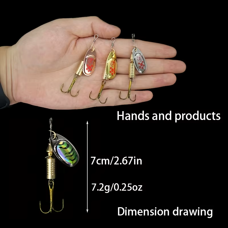 Spinner Baits, Fishing Lures, Treble Hook Lures, Metal Blade Spinners, Multi-Color Fishing Kit, Bass Fishing Accessories