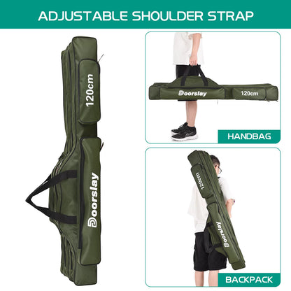 Fishing Pole Bag 3 Layers Fishing Pole Bag Portable Folding Fishing Rod Storage Bag for Fishing Camping Hiking Fishing Rod Bag